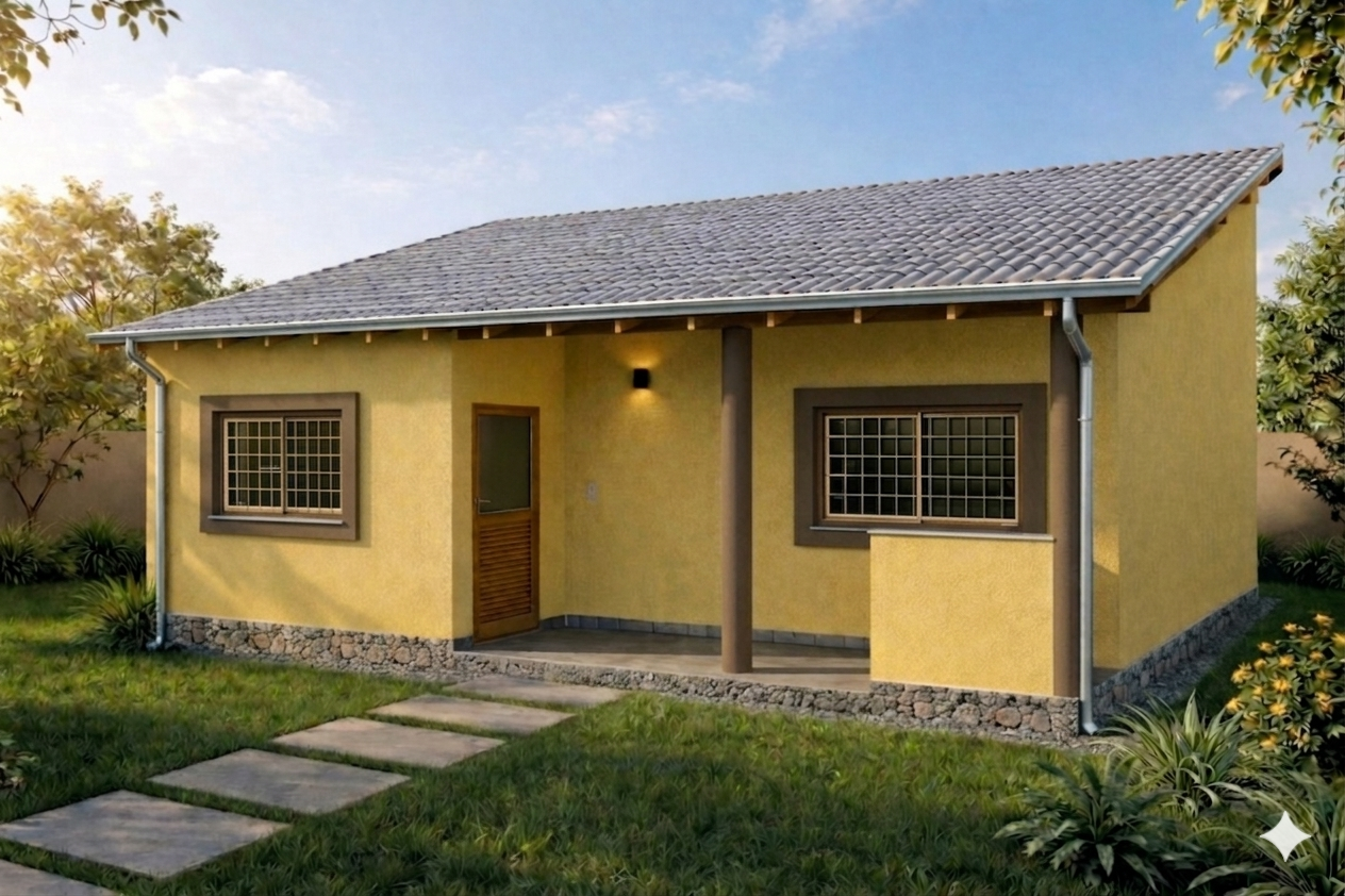 Render de edícula residencial térrea